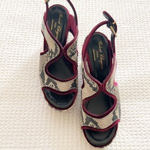 Robert Clergerie Embossed Snakeskin Print Platform Sandals